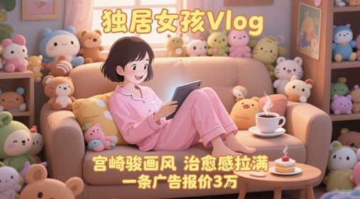 单个账号涨粉71W！用AI制作独居女孩Vlog，宫崎骏画风，治愈感拉满，一条广告报价3W网络赚钱,项目资源网,副业资源网,兼职项目,网赚课程-副业赚钱-互联网创业-独家轻创IP小蜜蜂网创