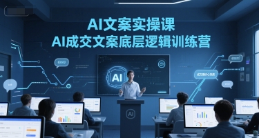 AI文案实操课，AI成交文案底层逻辑训练营网络赚钱,项目资源网,副业资源网,兼职项目,网赚课程-副业赚钱-互联网创业-独家轻创IP小蜜蜂网创