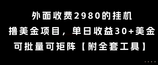 外面收费2980的挂G撸美金项目，单日收益30+美金，可批量可矩阵【揭秘】网络赚钱,项目资源网,副业资源网,兼职项目,网赚课程-副业赚钱-互联网创业-独家轻创IP小蜜蜂网创