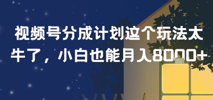 视频号分成计划这个玩法太牛了，小白也能月入8k+网络赚钱,项目资源网,副业资源网,兼职项目,网赚课程-副业赚钱-互联网创业-独家轻创IP小蜜蜂网创