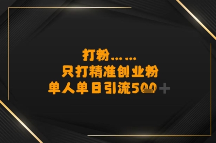 打粉只打精准创业粉，单人单日引流500+网络赚钱,项目资源网,副业资源网,兼职项目,网赚课程-副业赚钱-互联网创业-独家轻创IP小蜜蜂网创