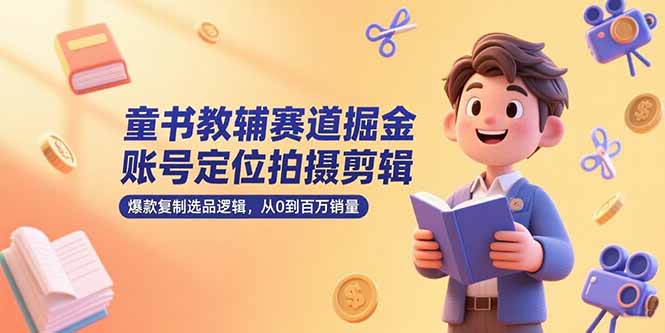 童书教辅赛道掘金，账号定位拍摄剪辑，爆款复制选品逻辑，从0到百万销量网络赚钱,项目资源网,副业资源网,兼职项目,网赚课程-副业赚钱-互联网创业-独家轻创IP小蜜蜂网创