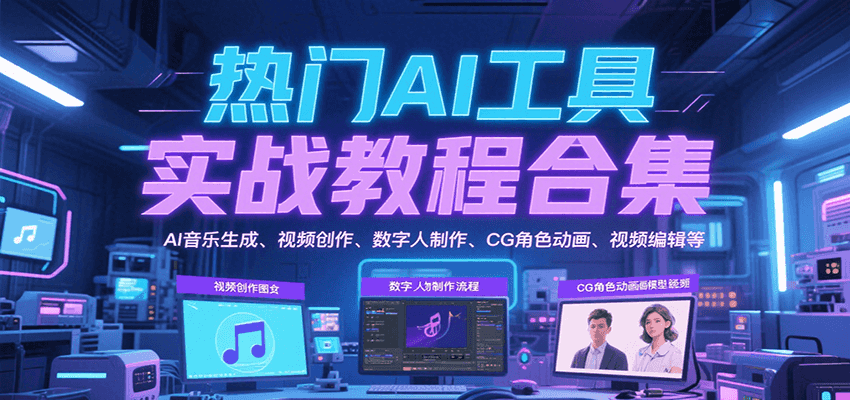 热门AI工具实战教程合集，AI音乐生成、视频创作、数字人制作、CG角色动画、视频编辑等网络赚钱,项目资源网,副业资源网,兼职项目,网赚课程-副业赚钱-互联网创业-独家轻创IP小蜜蜂网创