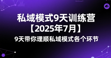 私域模式9天训练营【2025年7月】9天带你理顺私域模式各个环节网络赚钱,项目资源网,副业资源网,兼职项目,网赚课程-副业赚钱-互联网创业-独家轻创IP小蜜蜂网创