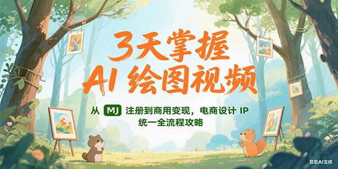 3天掌握AI绘图视频，从MJ 注册到商用变现，电商设计IP统一全流程攻略网络赚钱,项目资源网,副业资源网,兼职项目,网赚课程-副业赚钱-互联网创业-独家轻创IP小蜜蜂网创