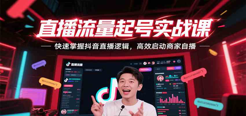 直播流量起号实战课，快速掌握抖音直播逻辑，高效启动商家自播网络赚钱,项目资源网,副业资源网,兼职项目,网赚课程-副业赚钱-互联网创业-独家轻创IP小蜜蜂网创