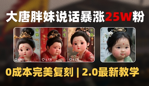 AI大唐胖贵妃说话2.0，40条视频暴涨40w粉，附独家变现攻略网络赚钱,项目资源网,副业资源网,兼职项目,网赚课程-副业赚钱-互联网创业-独家轻创IP小蜜蜂网创