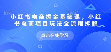 小红书电商掘金课，小红书电商项目玩法全流程拆解(更新5月)网络赚钱,项目资源网,副业资源网,兼职项目,网赚课程-副业赚钱-互联网创业-独家轻创IP小蜜蜂网创