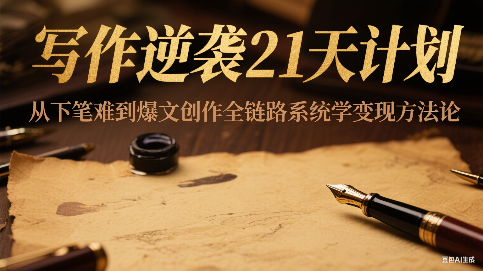 写作逆袭21天计划：从下笔难到爆文创作全链路系统学变现方法论网络赚钱,项目资源网,副业资源网,兼职项目,网赚课程-副业赚钱-互联网创业-独家轻创IP小蜜蜂网创