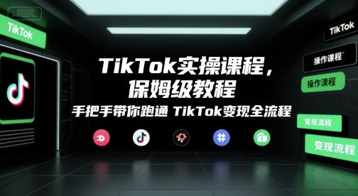 TikTok实操课程，保姆级教程，手把手带你跑通TikTok变现全流程网络赚钱,项目资源网,副业资源网,兼职项目,网赚课程-副业赚钱-互联网创业-独家轻创IP小蜜蜂网创