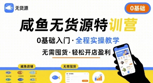 无货源特训营，0基础带你玩转咸鱼无货源网络赚钱,项目资源网,副业资源网,兼职项目,网赚课程-副业赚钱-互联网创业-独家轻创IP小蜜蜂网创