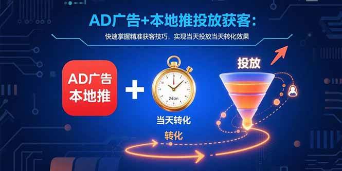 （15637期）AD广告+本地推投放获客：快速掌握精准获客技巧，实现当天投放当天转化效果网络赚钱,项目资源网,副业资源网,兼职项目,网赚课程-副业赚钱-互联网创业-独家轻创IP小蜜蜂网创