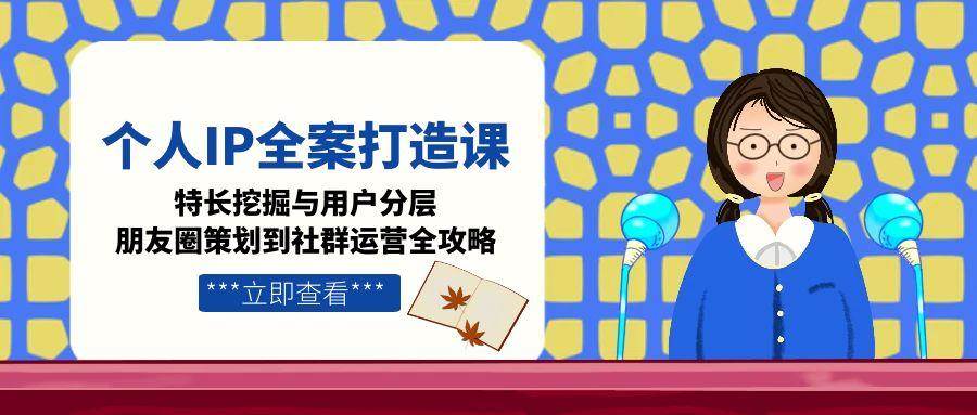 个人IP全案打造课，特长挖掘与用户分层，朋友圈策划到社群运营全攻略网络赚钱,项目资源网,副业资源网,兼职项目,网赚课程-副业赚钱-互联网创业-独家轻创IP小蜜蜂网创