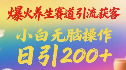 爆火养生赛道引流获客，小白无脑操作，日引200+网络赚钱,项目资源网,副业资源网,兼职项目,网赚课程-副业赚钱-互联网创业-独家轻创IP小蜜蜂网创