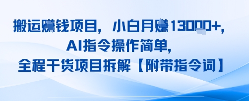 搬运挣钱项目，AI指令操作简单，小白月入1W+，全程干货项目拆解网络赚钱,项目资源网,副业资源网,兼职项目,网赚课程-副业赚钱-互联网创业-独家轻创IP小蜜蜂网创