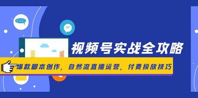 视频号实战全攻略，爆款脚本创作，自然流直播运营，付费投放技巧网络赚钱,项目资源网,副业资源网,兼职项目,网赚课程-副业赚钱-互联网创业-独家轻创IP小蜜蜂网创