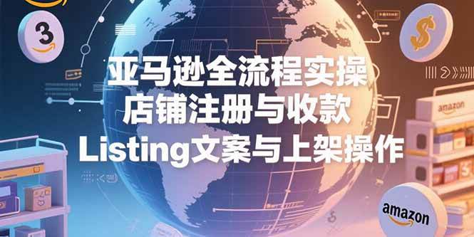 （15349期）亚马逊全流程实操，店铺注册与收款，Listing文案与上架操作网络赚钱,项目资源网,副业资源网,兼职项目,网赚课程-副业赚钱-互联网创业-独家轻创IP小蜜蜂网创