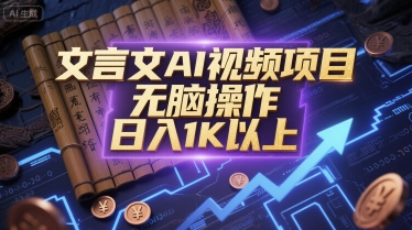 文言文AI视频项目，无脑操作，日入1K以上网络赚钱,项目资源网,副业资源网,兼职项目,网赚课程-副业赚钱-互联网创业-独家轻创IP小蜜蜂网创