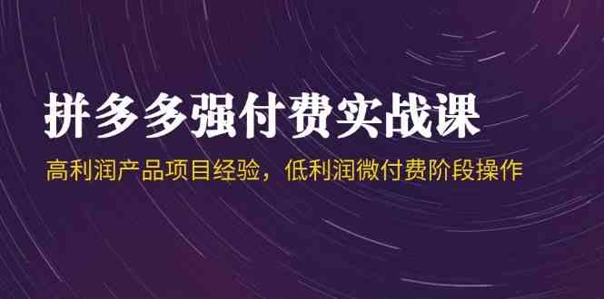 拼多多强付费实战课-44期，高利润产品项目经验，低利润微付费阶段操作网络赚钱,项目资源网,副业资源网,兼职项目,网赚课程-副业赚钱-互联网创业-独家轻创IP小蜜蜂网创
