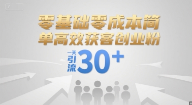 零基础零成本简单高效获客创业粉，一天引流30+网络赚钱,项目资源网,副业资源网,兼职项目,网赚课程-副业赚钱-互联网创业-独家轻创IP小蜜蜂网创