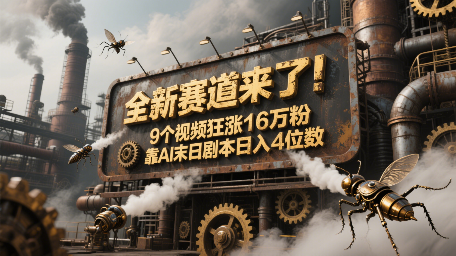 全新赛道来了！9个视频狂涨16万粉，靠AI末日剧本日入4位数，评论区爆肝追更！网络赚钱,项目资源网,副业资源网,兼职项目,网赚课程-副业赚钱-互联网创业-独家轻创IP小蜜蜂网创
