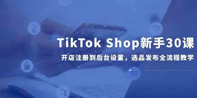 TikTok Shop新手30课，开店注册到后台设置，选品发布全流程教学网络赚钱,项目资源网,副业资源网,兼职项目,网赚课程-副业赚钱-互联网创业-独家轻创IP小蜜蜂网创