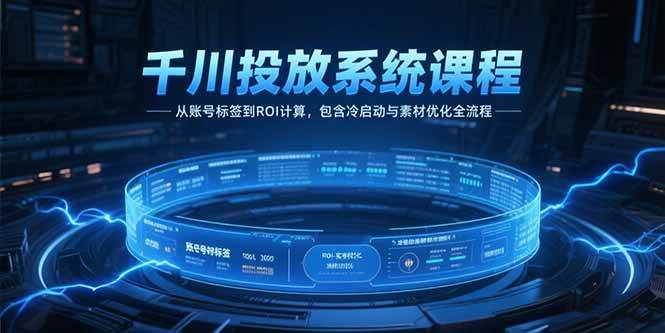 （15263期）千川投放系统课程，从账号标签到ROI计算，包含冷启动与素材优化全流程网络赚钱,项目资源网,副业资源网,兼职项目,网赚课程-副业赚钱-互联网创业-独家轻创IP小蜜蜂网创
