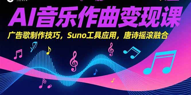 （15370期）AI音乐作曲变现课，广告歌制作技巧，Suno工具应用，唐诗摇滚融合网络赚钱,项目资源网,副业资源网,兼职项目,网赚课程-副业赚钱-互联网创业-独家轻创IP小蜜蜂网创