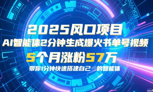 AI智能体2分钟一键生成爆火书单号原创视频，5个月涨粉57w，带你零代码1分钟搭建智能体网络赚钱,项目资源网,副业资源网,兼职项目,网赚课程-副业赚钱-互联网创业-独家轻创IP小蜜蜂网创