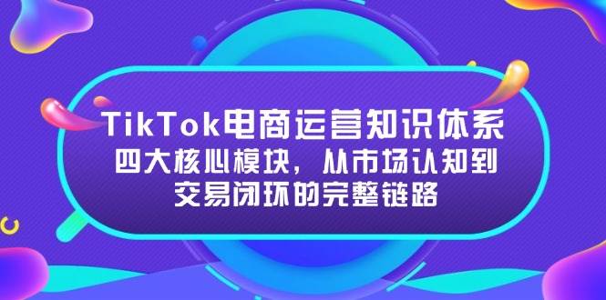 （15065期）TikTok电商运营知识体系：四大核心模块，从市场认知到交易闭环的完整链路网络赚钱,项目资源网,副业资源网,兼职项目,网赚课程-副业赚钱-互联网创业-独家轻创IP小蜜蜂网创