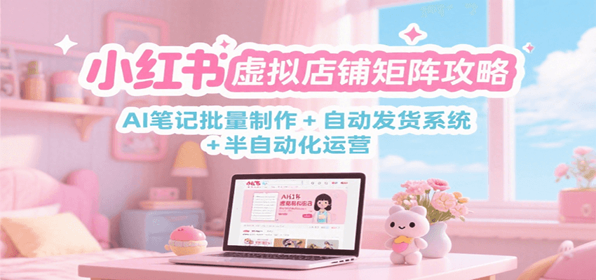 小红书虚拟店铺矩阵攻略：AI笔记批量制作 + 自动发货系统 + 半自动化运营网络赚钱,项目资源网,副业资源网,兼职项目,网赚课程-副业赚钱-互联网创业-独家轻创IP小蜜蜂网创