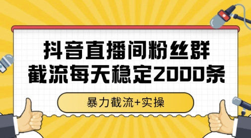抖音直播间粉丝群暴力截流，一台电脑每天稳定2000条数据，暴力截流+实操 【揭秘】网络赚钱,项目资源网,副业资源网,兼职项目,网赚课程-副业赚钱-互联网创业-独家轻创IP小蜜蜂网创