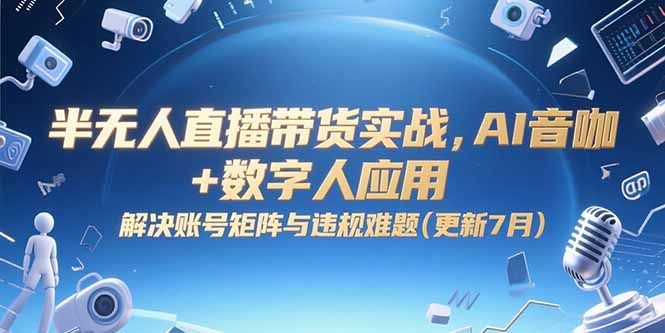 半无人直播带货实战，AI音咖+数字人应用 解决账号矩阵与违规难题(更新7月网络赚钱,项目资源网,副业资源网,兼职项目,网赚课程-副业赚钱-互联网创业-独家轻创IP小蜜蜂网创