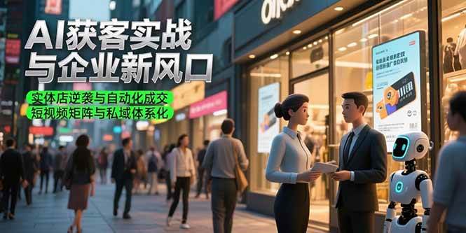 （15348期）AI获客实战与企业新风口，实体店逆袭与自动化成交 短视频矩阵与私域体系化网络赚钱,项目资源网,副业资源网,兼职项目,网赚课程-副业赚钱-互联网创业-独家轻创IP小蜜蜂网创