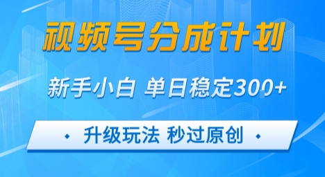视频号分成计划5.0，升级玩法秒过原创，新手小白单日稳定变现3张网络赚钱,项目资源网,副业资源网,兼职项目,网赚课程-副业赚钱-互联网创业-独家轻创IP小蜜蜂网创