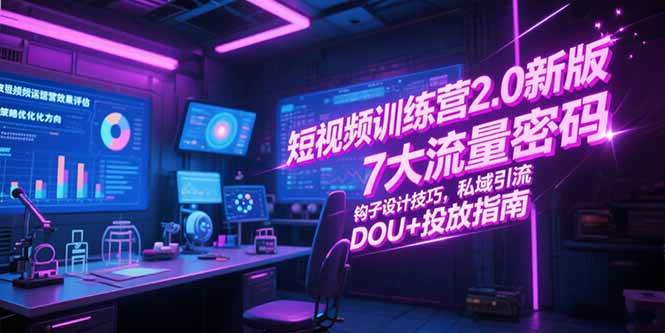 （15255期）短视频训练营2.0新版，7大流量密码/钩子设计技巧/私域引流/DOU+投放指南网络赚钱,项目资源网,副业资源网,兼职项目,网赚课程-副业赚钱-互联网创业-独家轻创IP小蜜蜂网创