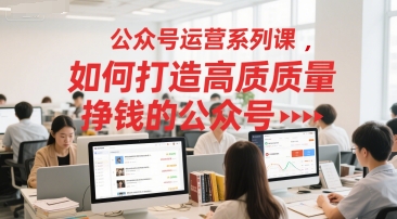 公众号运营系列课，如何打造高质量挣钱的公众号网络赚钱,项目资源网,副业资源网,兼职项目,网赚课程-副业赚钱-互联网创业-独家轻创IP小蜜蜂网创