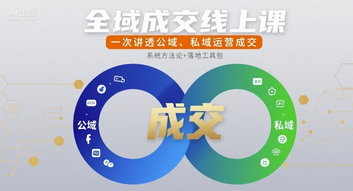 全域成交线上课，一次讲透公域、私域运营成交网络赚钱,项目资源网,副业资源网,兼职项目,网赚课程-副业赚钱-互联网创业-独家轻创IP小蜜蜂网创