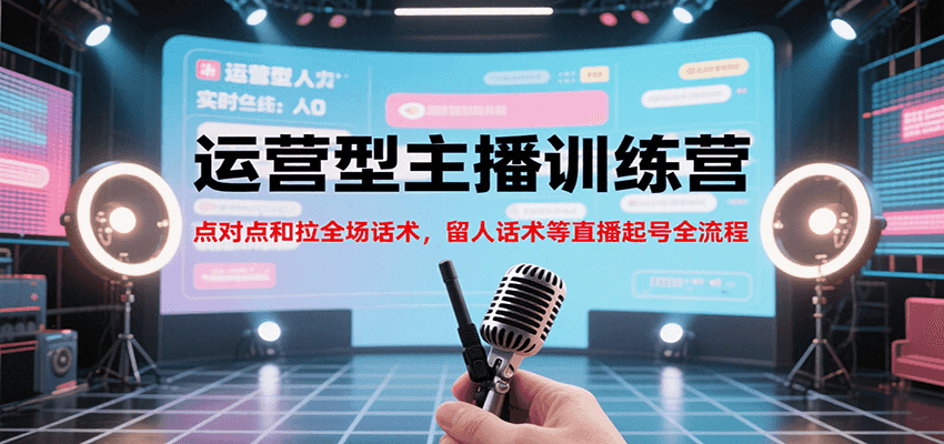 运营型主播训练营，点对点和拉全场话术，留人话术等直播起号全流程（更新7月）网络赚钱,项目资源网,副业资源网,兼职项目,网赚课程-副业赚钱-互联网创业-独家轻创IP小蜜蜂网创