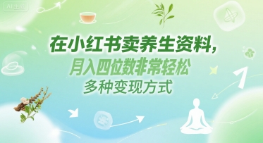 在小红书卖养生资料，月入四位数非常轻松，多种变现方式网络赚钱,项目资源网,副业资源网,兼职项目,网赚课程-副业赚钱-互联网创业-独家轻创IP小蜜蜂网创