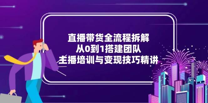 （15004期）直播带货全流程拆解：从0到1搭建团队，主播培训与变现技巧精讲网络赚钱,项目资源网,副业资源网,兼职项目,网赚课程-副业赚钱-互联网创业-独家轻创IP小蜜蜂网创