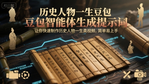 历史人物一生豆包智能体生成提示词，让你快速制作历史人物一生类视频，简单易上手网络赚钱,项目资源网,副业资源网,兼职项目,网赚课程-副业赚钱-互联网创业-独家轻创IP小蜜蜂网创