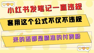 小红书发笔记一直违规，套用这个公式不仅不违规，来的还都是精准的付费粉网络赚钱,项目资源网,副业资源网,兼职项目,网赚课程-副业赚钱-互联网创业-独家轻创IP小蜜蜂网创