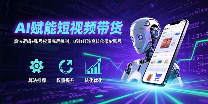 （15563期）AI赋能短视频带货：算法逻辑+账号权重底层机制，0到1打造高转化带货账号网络赚钱,项目资源网,副业资源网,兼职项目,网赚课程-副业赚钱-互联网创业-独家轻创IP小蜜蜂网创