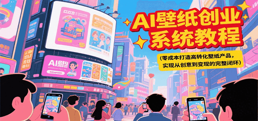 AI壁纸创业系统教程，零成本打造高转化壁纸产品，实现从创意到变现的完整闭环网络赚钱,项目资源网,副业资源网,兼职项目,网赚课程-副业赚钱-互联网创业-独家轻创IP小蜜蜂网创