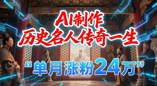 暴力起号！用AI制作历史名人传奇一生，单月涨粉24W，涨粉+变现赛道黑马来了网络赚钱,项目资源网,副业资源网,兼职项目,网赚课程-副业赚钱-互联网创业-独家轻创IP小蜜蜂网创