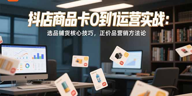 抖店商品卡0到1运营实战：选品铺货核心技巧，正价品营销方法论网络赚钱,项目资源网,副业资源网,兼职项目,网赚课程-副业赚钱-互联网创业-独家轻创IP小蜜蜂网创