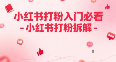 小红书打粉入门必看-小红书打粉拆解网络赚钱,项目资源网,副业资源网,兼职项目,网赚课程-副业赚钱-互联网创业-独家轻创IP小蜜蜂网创
