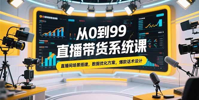 （15362期）从0到99直播带货系统课，直播间场景搭建，数据优化方案，爆款话术设计网络赚钱,项目资源网,副业资源网,兼职项目,网赚课程-副业赚钱-互联网创业-独家轻创IP小蜜蜂网创