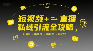短视频+直播私域引流全攻略，IP打造 +视频引流 +直播引流 +私域沉淀网络赚钱,项目资源网,副业资源网,兼职项目,网赚课程-副业赚钱-互联网创业-独家轻创IP小蜜蜂网创